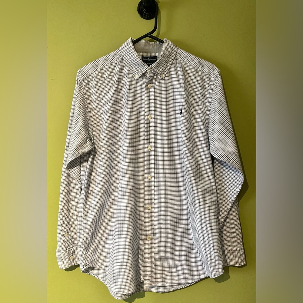 Polo by Ralph Lauren Boy’s White & Navy Checked Button-Down Shirt XL 18-20